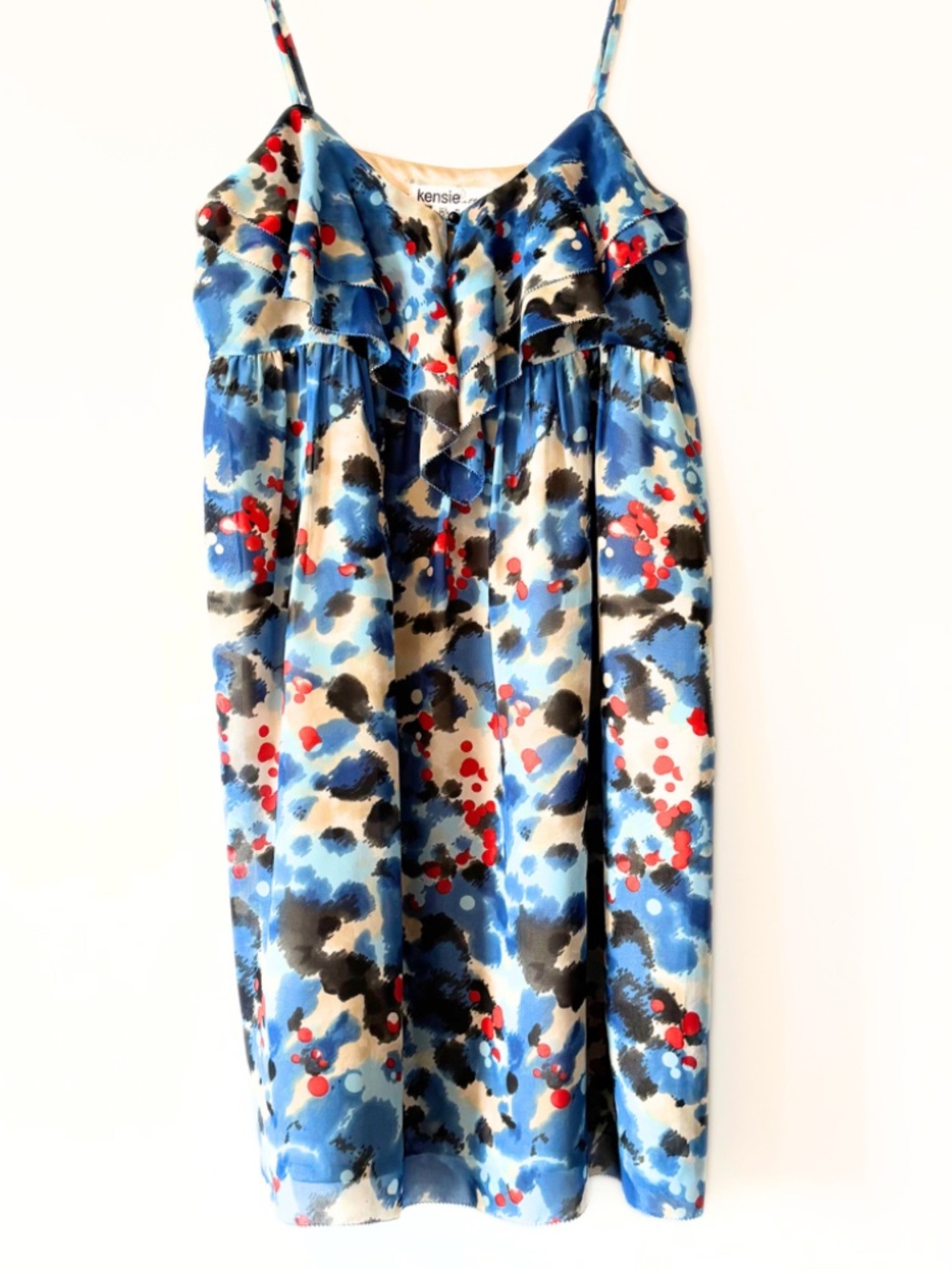 Kensie Pretty Abstract Watercolour Ruffle Dress Size M